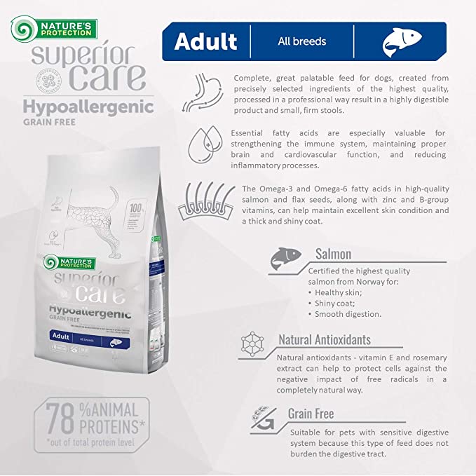 Nature's Protection Superior Care Hypoallergenic Grain Free Salmon Adult All Breeds